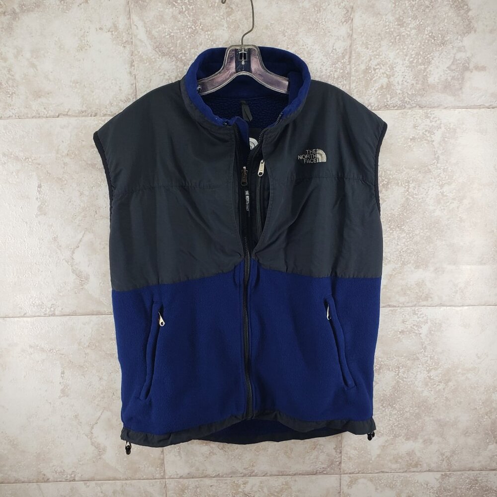 90s Black Blue Denali Fleece Full Zip Mens North Face Polartec Vest Sz L Vintage